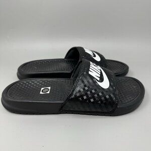 Nike Benassi JDI Womens Size 9 343881-011 Black Open Toe Slip On Slide Sandals
